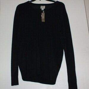 NWT J Crew Men's Black Merino Wool Sweater - Size Small